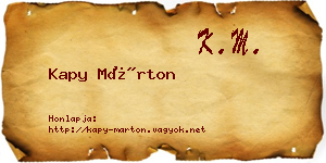 Kapy Márton névjegykártya